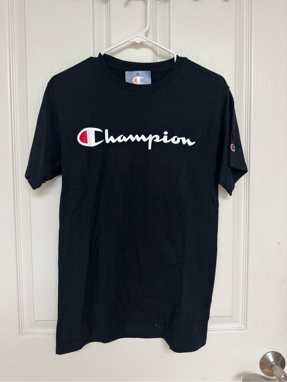 Champion Men’s Black Classic Logo Graphic T-Shirt Short Sleeve Size S NWT